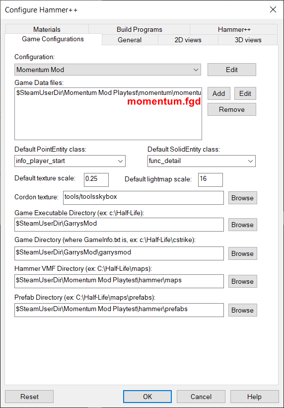 Hammer++ Game Configurations